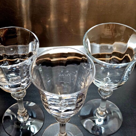 3 TiffinFranciscan Encanto Claret Wine Glasses 6.25" optic art nouveau cocktail - Picture 7 of 10